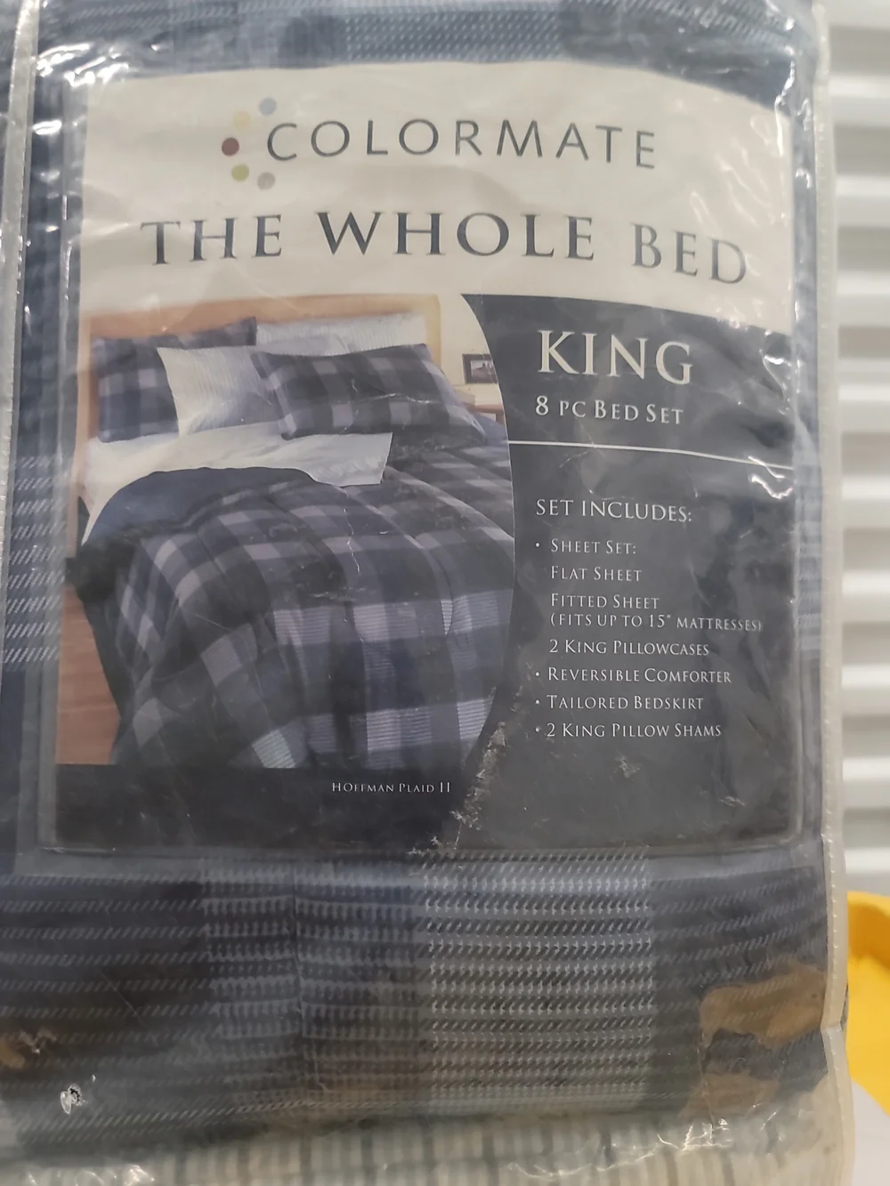 Color Mate Hoffman Plaid II King Bedding Set in Blue Plaid